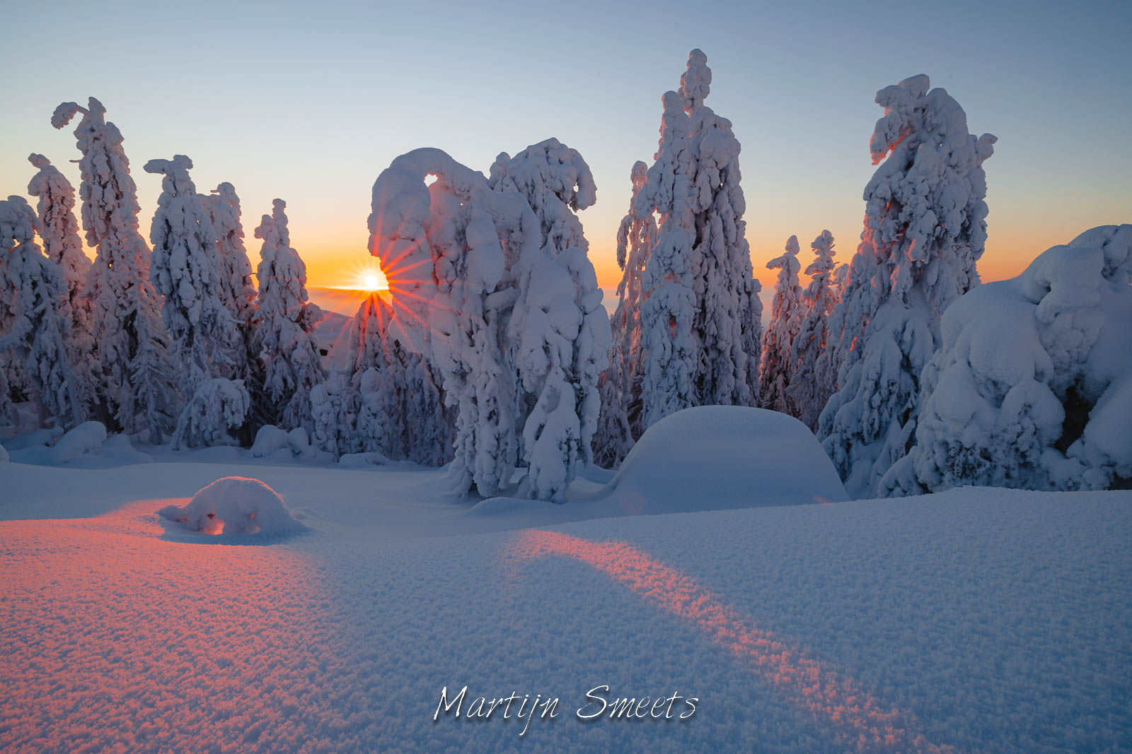Winter sunset at Koli National Park in Finland