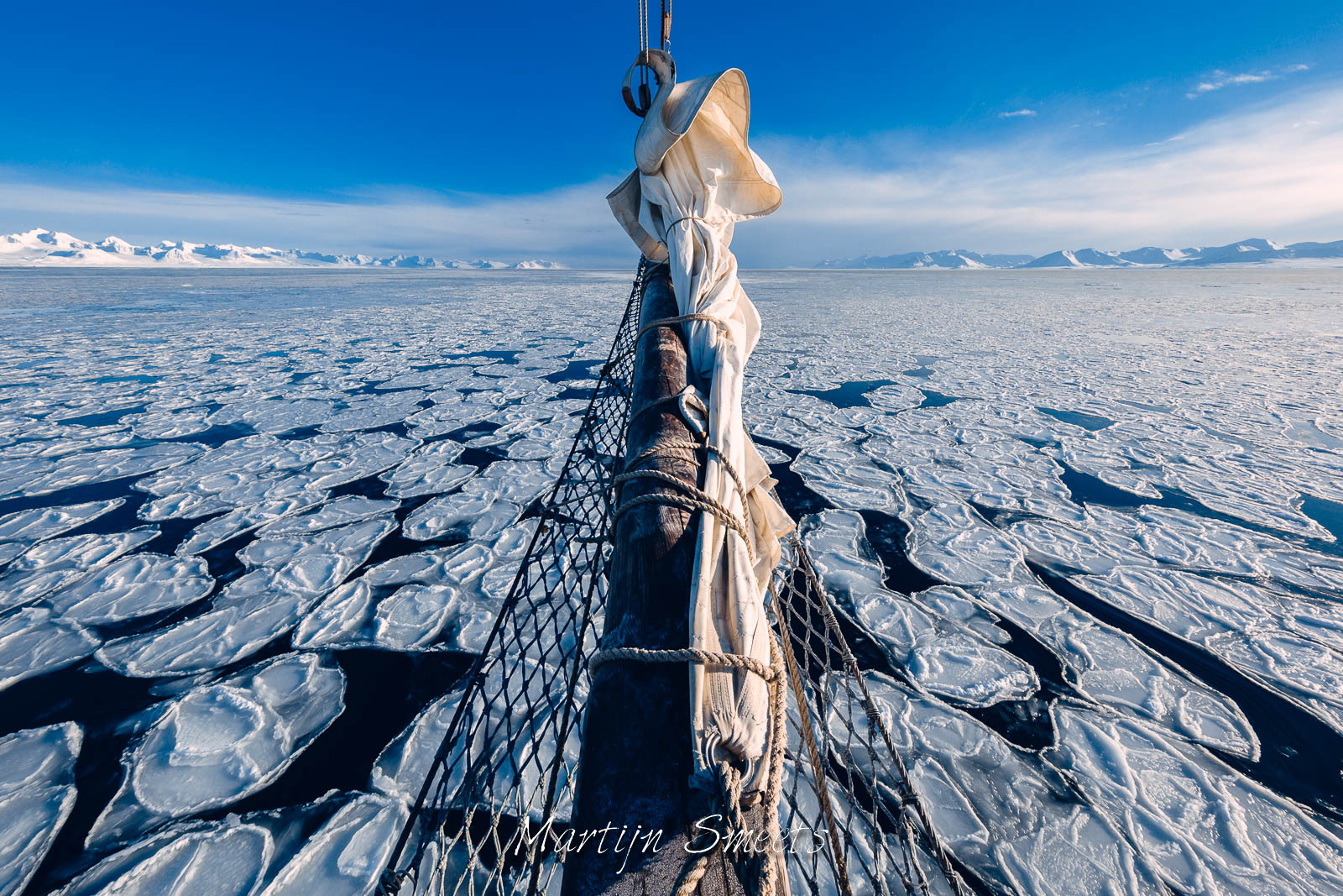 s/v Noorderlicht sailing through pancake ice in Svalbard